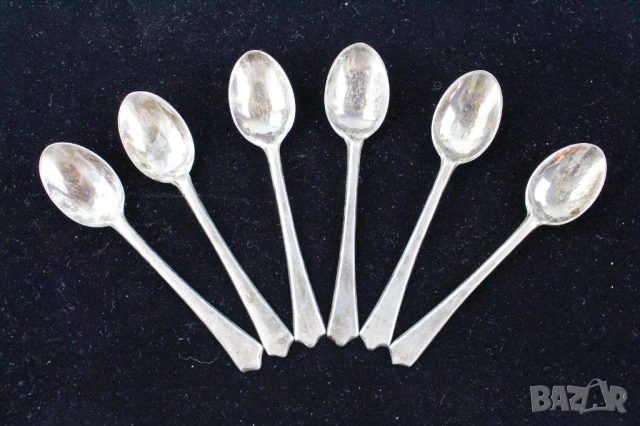 Комплект от шест сребърни лъжички за чай, кафе, снимка 3 - Антикварни и старинни предмети - 50834600