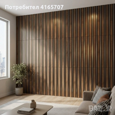 Декоративен стенен панел 16 см x 2.8 м - Орех с черни и метални акцентни линии, снимка 3 - Други стоки за дома - 54714637