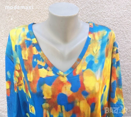 4XL/5XL Нова дълга рокля в синьо , снимка 3 - Рокли - 54981511