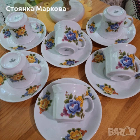 Баварски комплект за кафе с красиви цветя, снимка 3 - Сервизи - 54690525