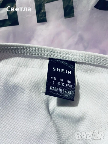 РАЗПРОДАЖБА-Бюстие/Топ - SHEIN,Бял, Нов.Р-р L-40-42,€ 8 Стегнат-Двоен плат,ластичен,безшевен,с подпл, снимка 3 - Корсети, бюстиета, топове - 48144858