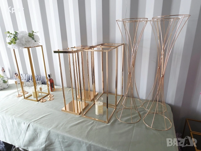 Стойка за цветя 80 см златна стенд сватба, снимка 13 - Вази - 54777083