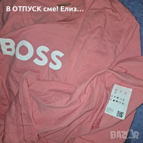 Тениска BOSS пепел от роза с щампа.памук, снимка 4 - Тениски - 55327791