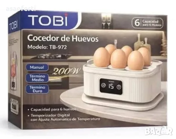 Електрическа яйцеварка за 6 яйца TOBI TB-972, 200W, снимка 9 - Кафемашини - 55415714