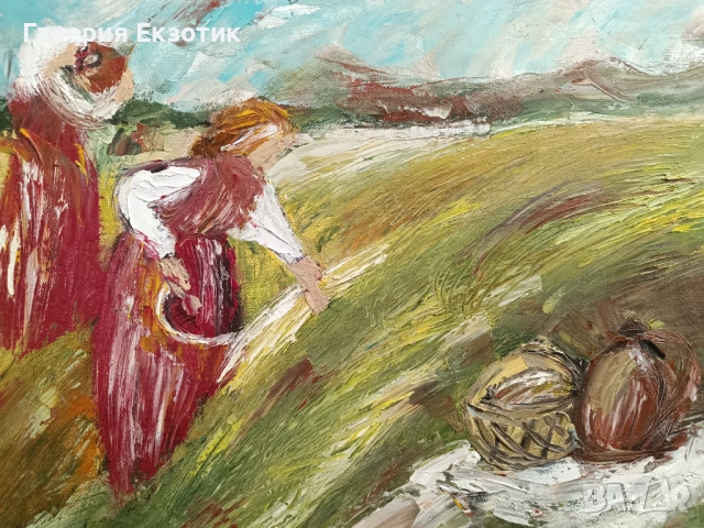 Маслена картина "Жътва" с подарък Авторско стихче, снимка 4 - Картини - 54152488