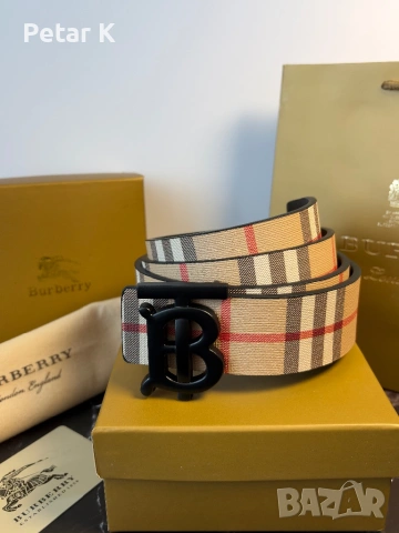 Мъжки Колан Естествена Кожа Burberry, снимка 5 - Колани - 54678805