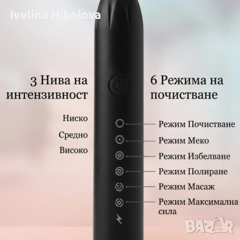 Ултразвукова електрическа четка за зъби X3 Sonic, 6 режима на работа, 4 накрайника, IPX7, снимка 8 - Други - 54552545