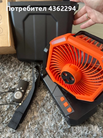 Безжичен къмпинг вентилатор с LED осветление, водна мъгла и дистанционно, снимка 2 - Вентилатори - 54243804