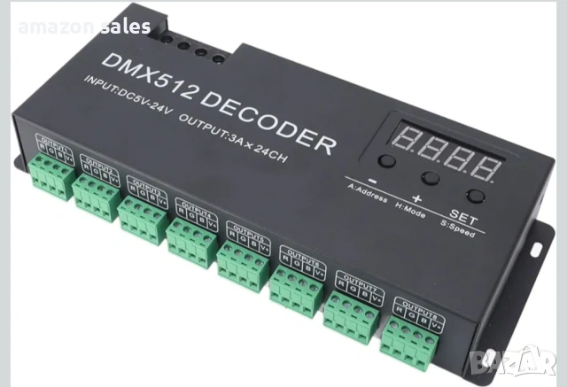 DMX декодер 24-канален драйвер за димиране на осветление,LED DMX512 контролер,RGB лентова светлина, снимка 7 - Други - 54479310