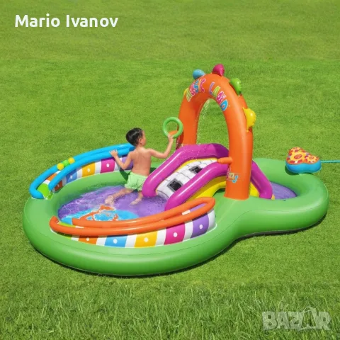 Надуваем детски воден парк с пързалка, фонтан и музикални игри – 295 x 190 x 137 см, снимка 6 - Надуваеми играчки - 55358470