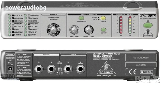 Нов Стерео пресет компресор Behringer - Com800, снимка 4 - Ресийвъри, усилватели, смесителни пултове - 54905749
