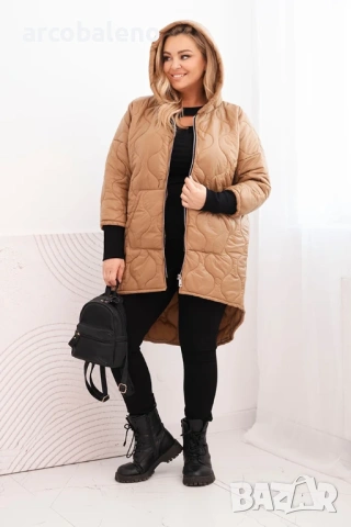 Дамско преходно яке Plus Size, ватирано с качулка, 8цвята , снимка 3 - Якета - 52951106