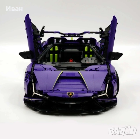 Конструктор на Lamborghini Sián FKP 37 Roadster modified в цвят Dark Purple с ел. управление 