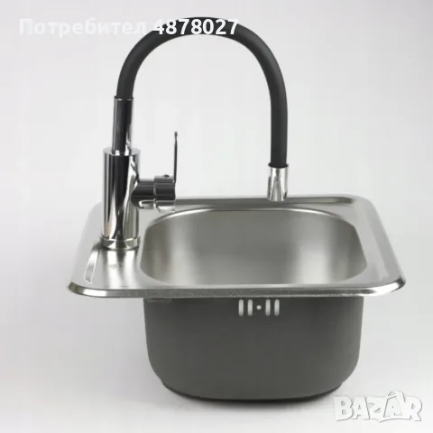 Гъвкав кухненски смесител 360° – Стоящ кран за мивка с въртящ чучур и комплект за монтаж, снимка 9 - Смесители - 55346489