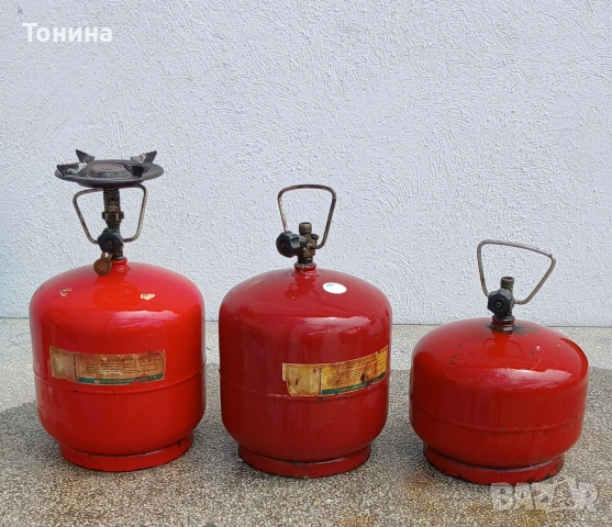 Газови туристически, домакински котлони с различна вместимост и приставки