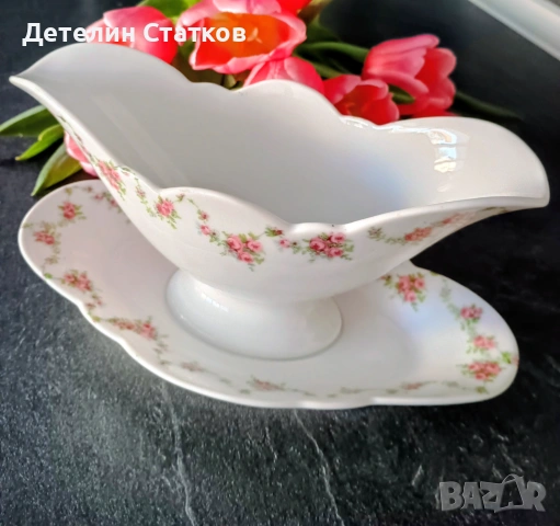 Порцеланова сосиера с чинийка, снимка 2 - Аксесоари за кухня - 54138905