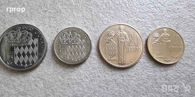 Монако. 0.10, 0.20, ½, 1, 2, 10 франка. 1960 - 1982 година. 6 бройки., снимка 2 - Нумизматика и бонистика - 55526066