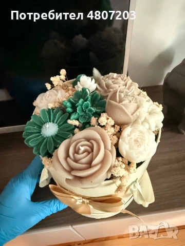 Подаръчен Букет от свещи, снимка 4 - Изкуствени цветя - 54306312