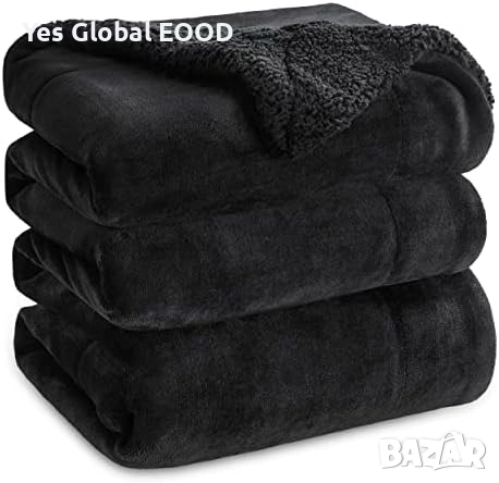 BEDSURE Sherpa одеяло XXL 220x240 см черно, снимка 2 - Олекотени завивки и одеяла - 55217134