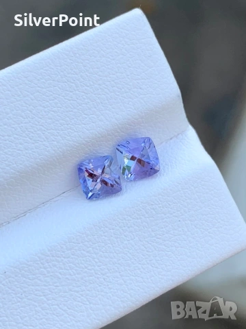 Танзанити чифт къшън с швейцарски сертификат , снимка 3 - Други - 54025291