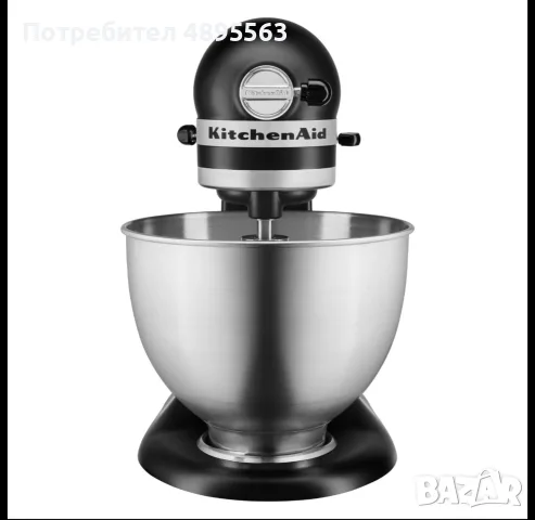 Ново Ново Ново Стационарен миксер с купа 4.3 л, Matte Black - KitchenAid модел 5KSM95PSEBM