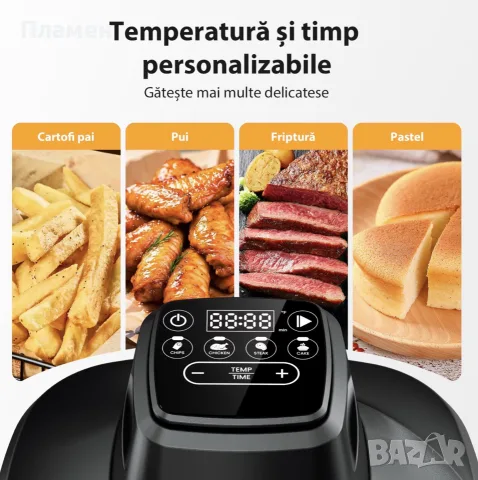 AIRMSEN Portable Glass Air Fryer 4.5L + 1.2L Нов Стъклен Еърфрайър 1500W Без PFAS, снимка 7 - Фритюрници - 55424452