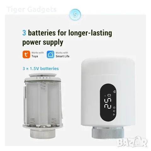 Смарт термостатична глава ME173 Zigbee 3.0 за радиатор, Tuya Smart, Alexa, Google Home, снимка 6 - Радиатори - 55586084
