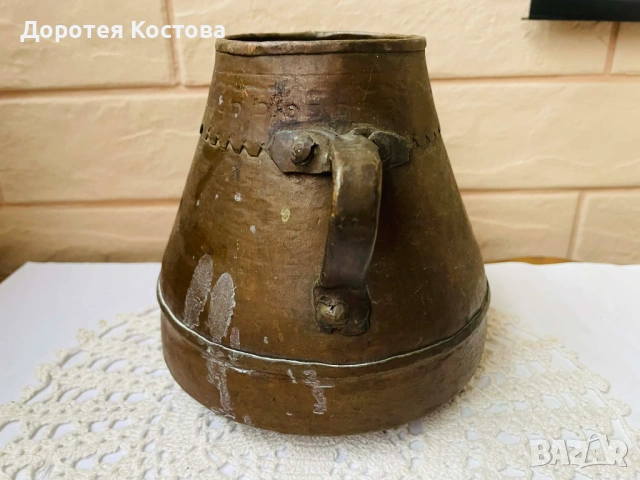 Красива медна кашпа с 2 дръжки от Англия с алое вера, снимка 11 - Антикварни и старинни предмети - 54361689