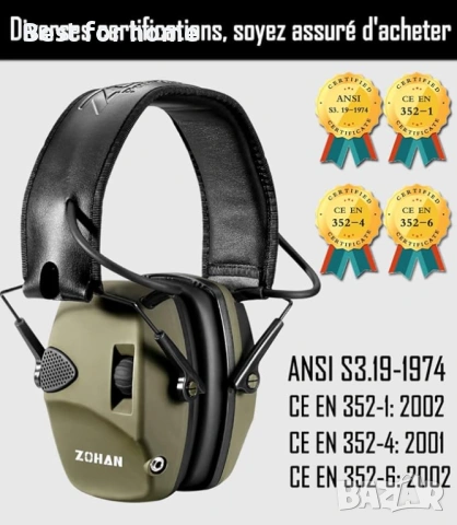 ZOHAN 054 Polygon Електронни слушалки за стрелба, снимка 4 - Bluetooth слушалки - 54817570
