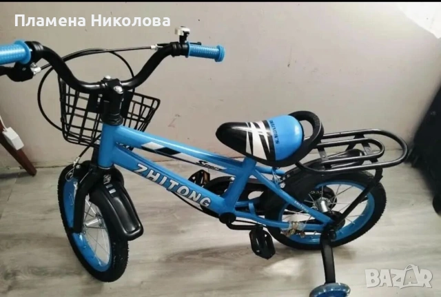 Детски велосипед с кош, помощни колела и два вида спирачки, снимка 5 - Детски велосипеди, триколки и коли - 55099749