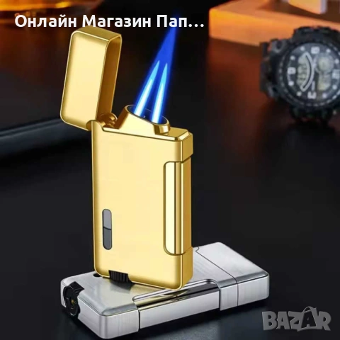 Пиезо-кристална запалка с двоен пламък – ветроустойчива, стилен дизайн