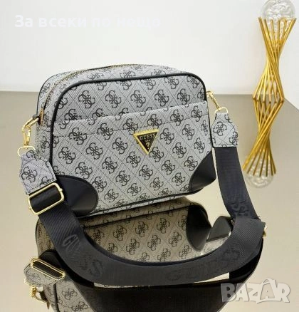 Guess Дамска Сива Кожена Чанта С Дълга Дръжка За През Рамо Гес Код malkite-AKL 32509