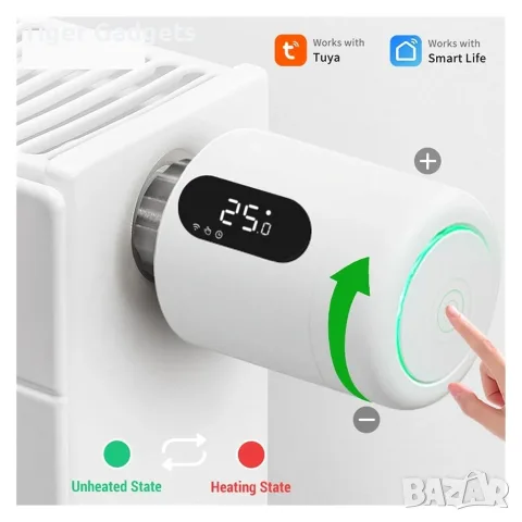 Смарт термостатична глава ME173 Zigbee 3.0 за радиатор, Tuya Smart, Alexa, Google Home, снимка 2 - Радиатори - 55586084