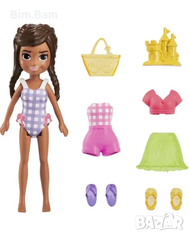 Мини кукла с дрехи за преобличане Polly Pocket с аксесоари / Mattel, снимка 2 - Кукли - 55380379