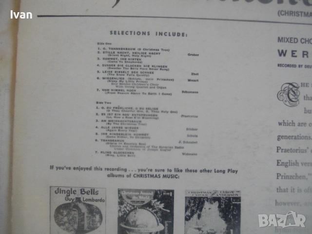 Werner Muller O, Tannenbaum Christmas On The Rhine LP 1956 Decca record DL 8388 ГРАМОФОННА ПЛОЧА, снимка 8 - Грамофонни плочи - 54622335