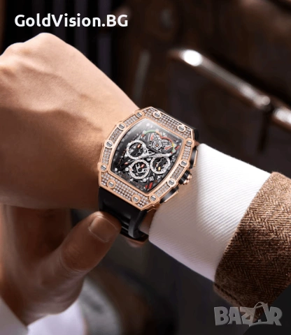 ONOLA 6827D – Black Gold – луксозен мъжки механичен часовник, снимка 2 - Мъжки - 54247536