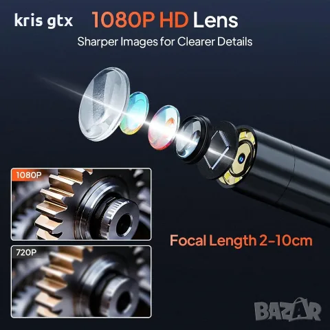 Индустриална ендоскопска камера 8mm дължина 15m IP67 4.3in Screen 8 LEDs Waterproof, снимка 10 - Аксесоари и консумативи - 55480320