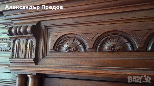 Старинен бюфет с надстройка, снимка 4 - Антикварни и старинни предмети - 54325007
