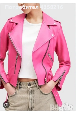 Розово кожено яке ZARA, снимка 2 - Якета - 55188648