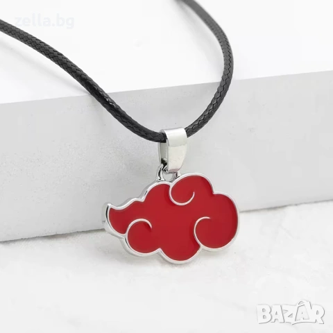 Метално колие Naruto Akatsuki Red Cloud 3.5 см – Аниме аксесоар, косплей, подарък за фенове 10154