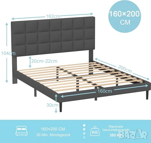 НОВА Тапицирана спалня 1600х2000, снимка 4 - Спални и легла - 54331595