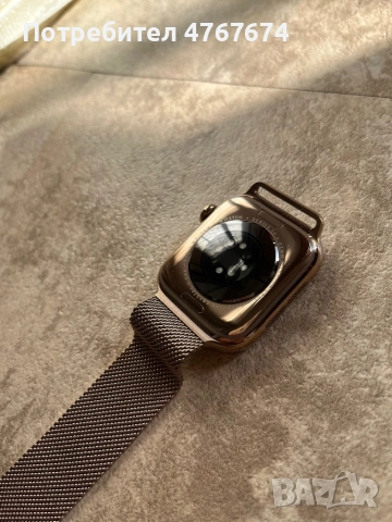 Apple Watch Series 10 GPS + Cellular 42 mm – Gold Titanium с Milanese Loop каишка, снимка 5 - Смарт гривни - 54932144