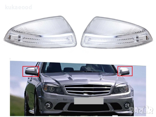 Мигач в огледало за Mercedes C-Class W204, снимка 3 - Части - 54202132