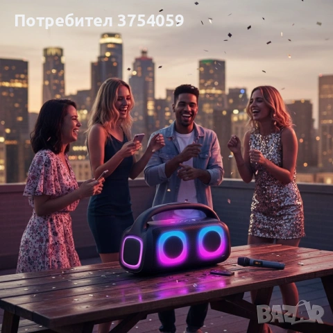 Парти тонколона 2 × 5.25" – 40 W RMS, Bluetooth, RGB LED светлини, батерия 3600 mAh, снимка 3 - Тонколони - 55196152