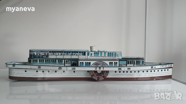 Ламаринена, vintage играчка, представляваща модел на швейцарския параход с гребни колела "Uri" , снимка 7 - Коли, камиони, мотори, писти - 54166086