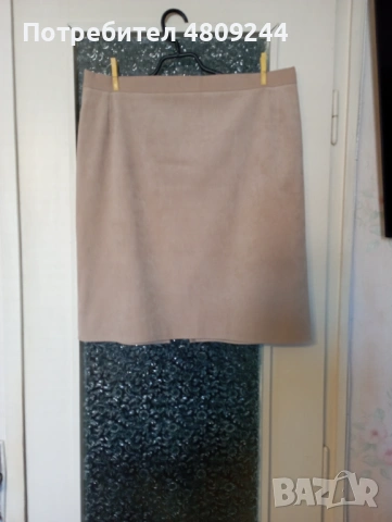 Бежова дамска права пола , размер 52, снимка 4 - Поли - 54327530