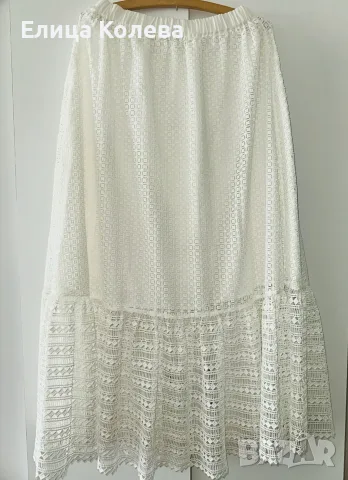 Benetton дълга бяла пола M-L, снимка 3 - Поли - 55311455