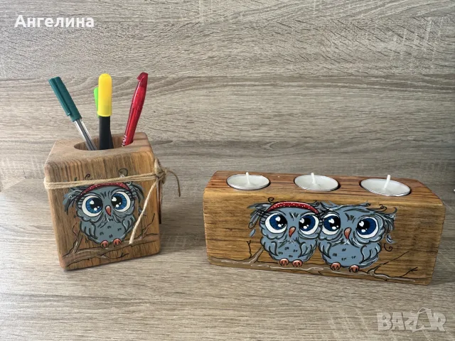 Дървен моливник / Дървен свещник 