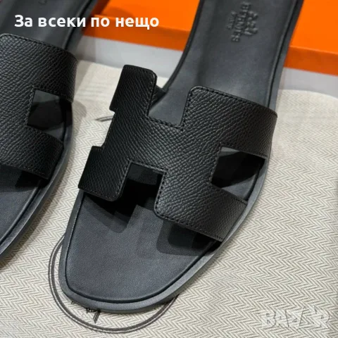 Hermes Oran Black Дамски Черни Чехли 100% Естествена Кожа Код ch1, снимка 5 - Чехли - 55410974