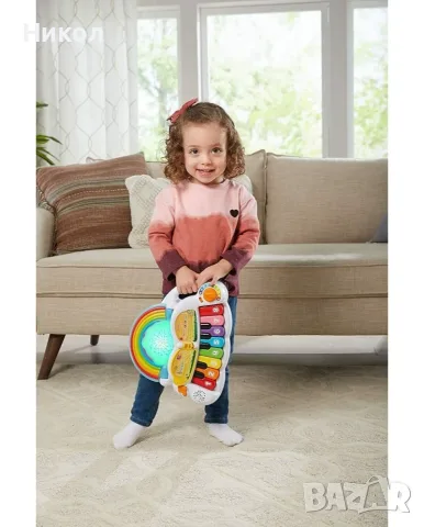 LeapFrog VTech Rainbow Piano, интерактивно пиано със звук и светлини, английски + испански 